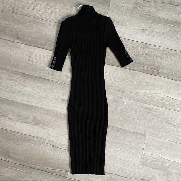 Long Black Turtle Neck 3/4 Sleeve Dress - Picture 11 of 12